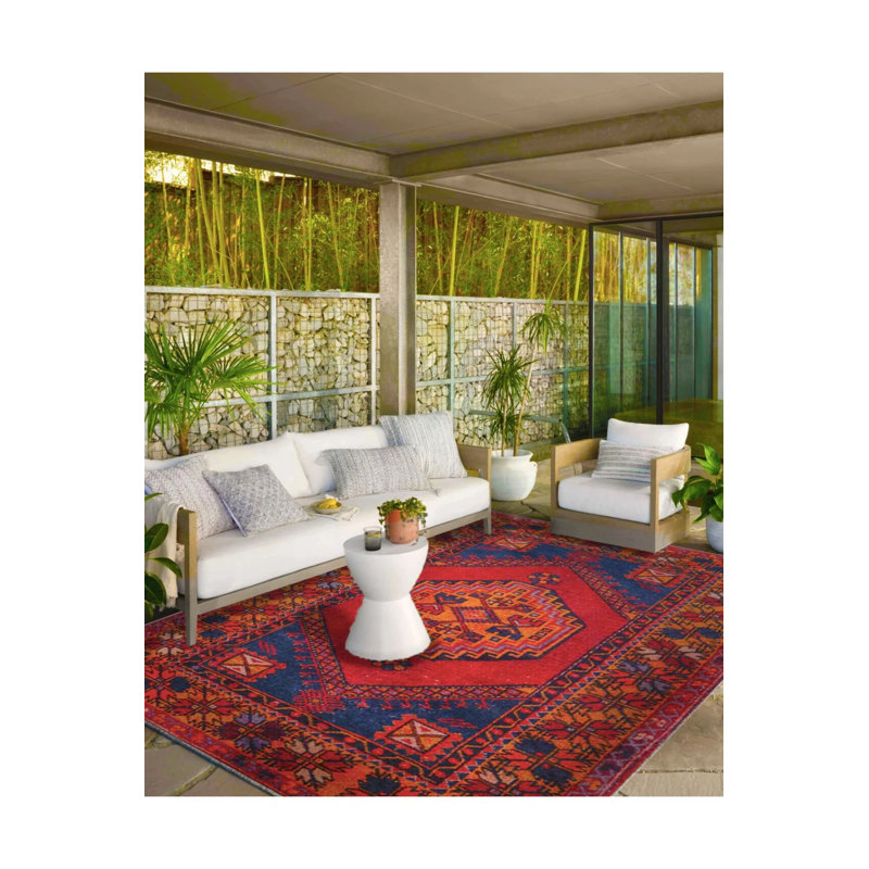 Tapis décoratif traditionnel rouge à motif géométrique et tapis lavable, Tapis de couloir 3 pi 4 po x 9 pi 11 po