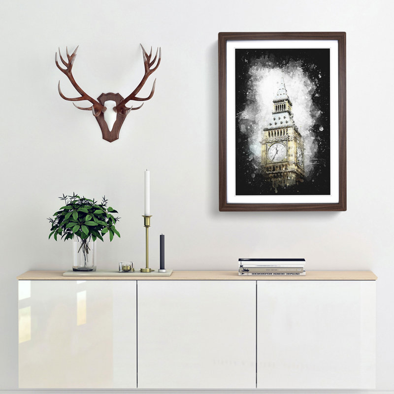 Big Ben - Picture Frame Graphic Art Print, 63cm H x 45cm W x 2cm D, Walnut Framed