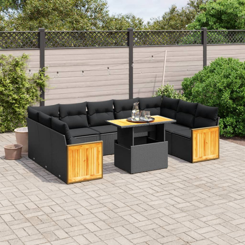  Garden Sofa Set Black