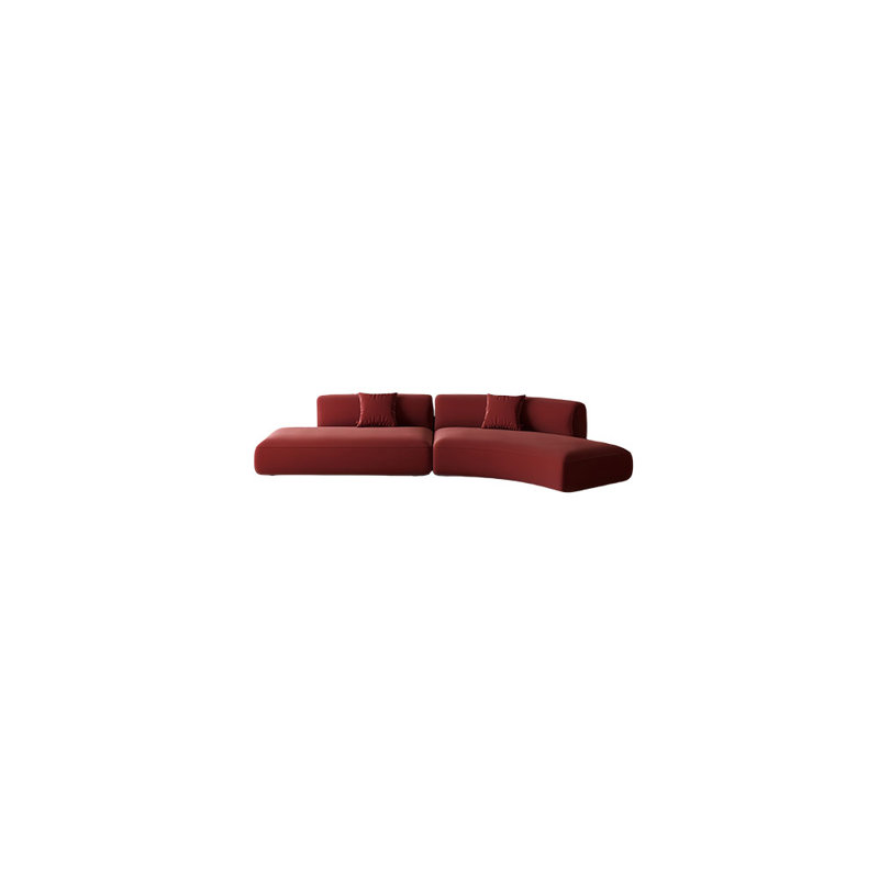 Canapé courbé semi-circulaire rouge vin, 4, H 27,56 po x l 110,11 po x P 25,59 po