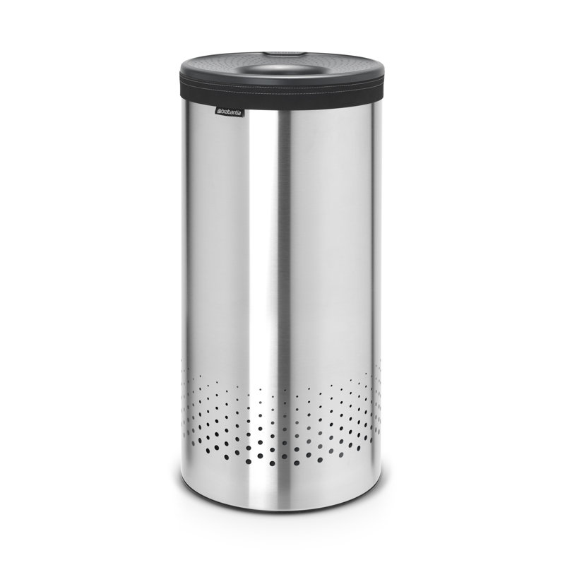 Brabantia Laundry Bin, Matt Steel / Dark Grey, 63 cm H x 30 cm W x 30 cm D