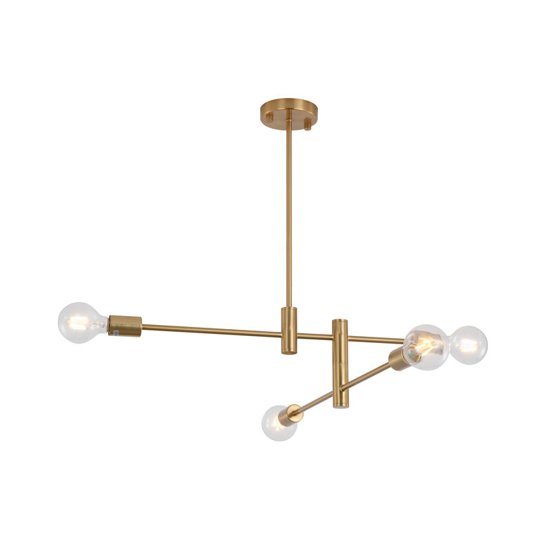 Lustre linéaire doré Sputnik à 4 lumières, style transitionnel, Bronze brossé