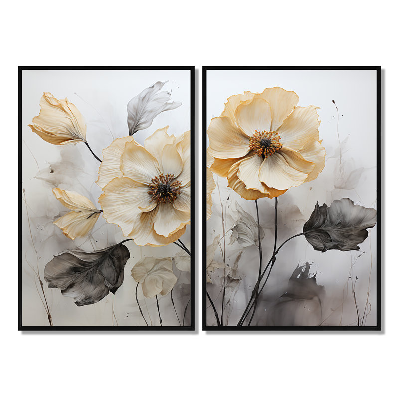 Minimalisme, gloire du matin - art mural floral, Noir, H 36 po x l 48 po, Reproduction encadrée sans passe-partout