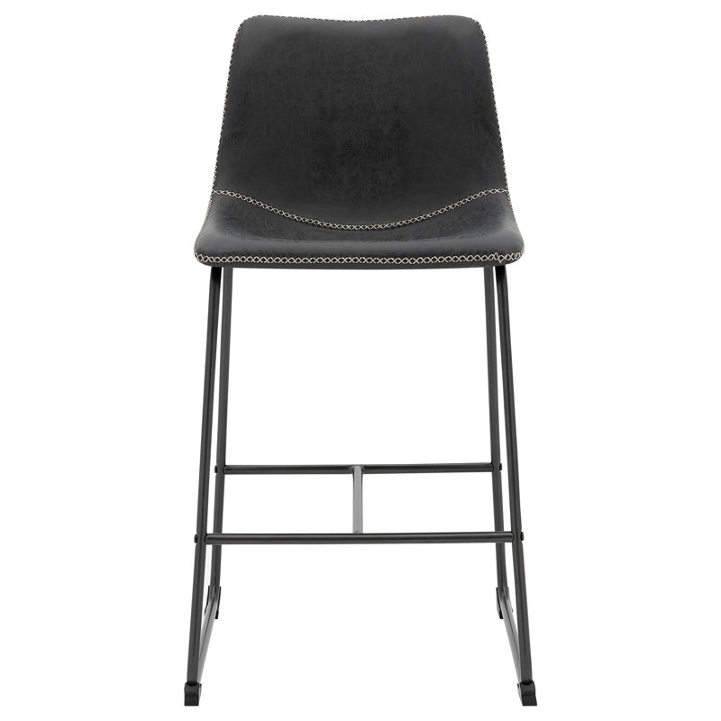KD Faux Leather Counter Stool, Vintage Black