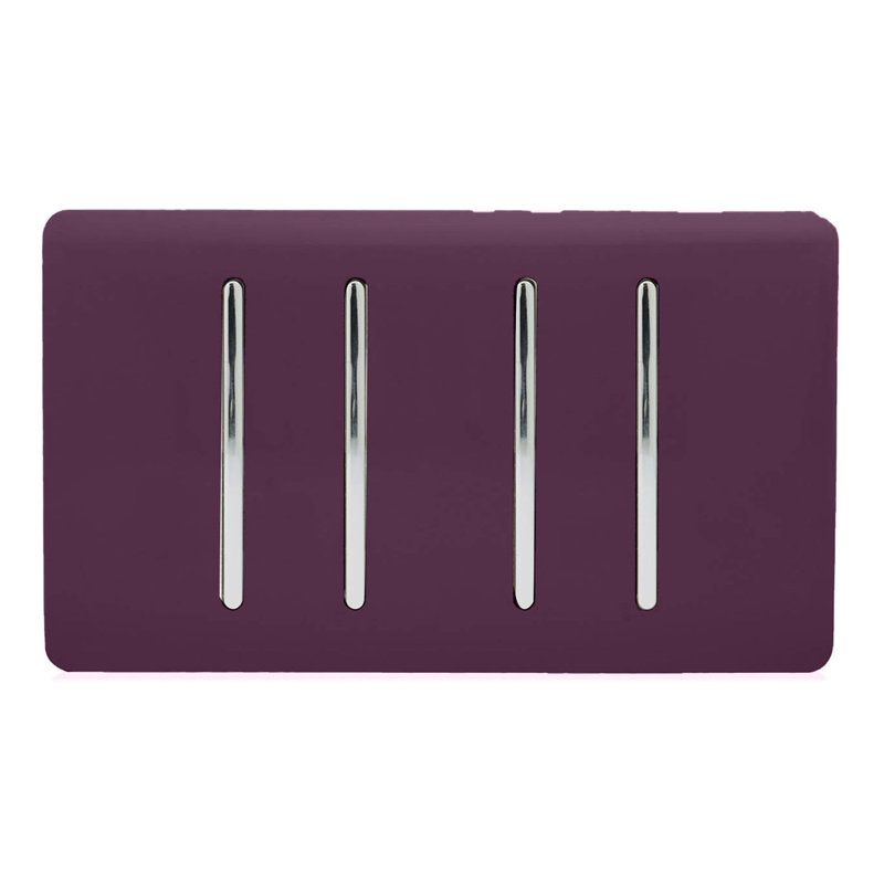 Trendi Switch 4 Gang Light Switch (3x 1 or 2 Way & 1 x Intermediate), Plum