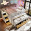 Lit mezzanine avec bureau coulissant et lit gigogne, lit superposé multifonctionnel avec 2 tiroirs de rangement et marches de rangement, jeu de lit et station de travail peu encombrants-131125031-131125032