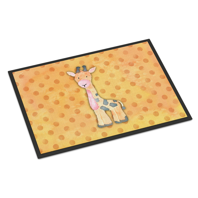 Tapis de porte d’extérieur anti-dérapant aquarelle giraffe Valor, H 0,2 po x l 36 po x P 24 po