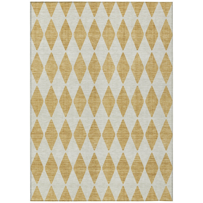 Fayme Washable Geometric Indoor / Outdoor Rug, Rectangle 3' x 5'
