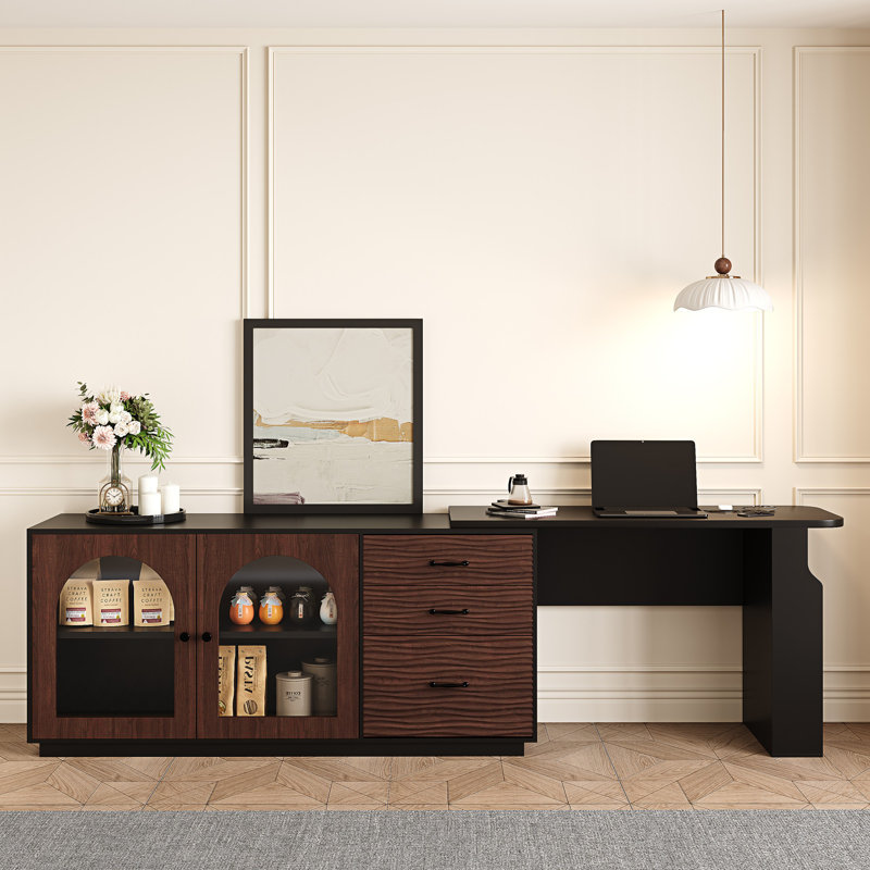 Calvers Expandable Dresser Desk Combo with Drawers for Storage