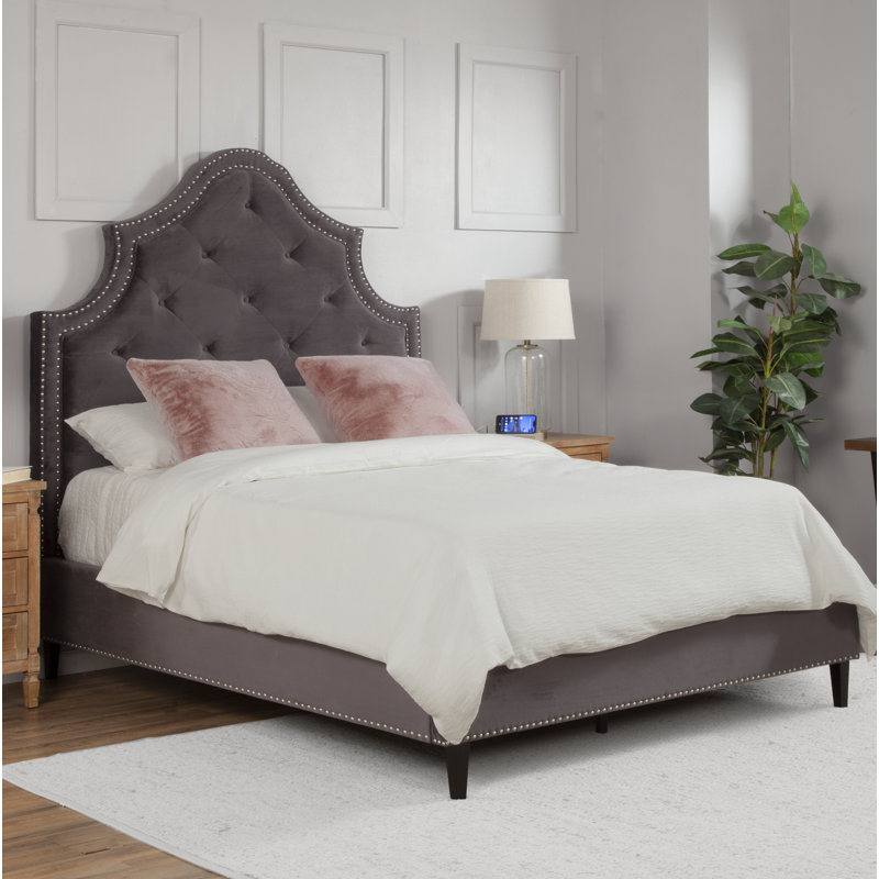 Lit tapissier standard à profil bas Ronan, Très grand, Gris foncé