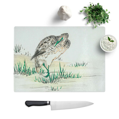 Tempered Glass Chinese Little Bittern Bird Chopping Board