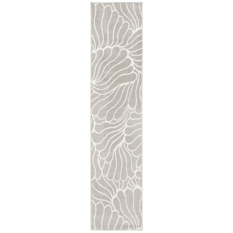 Tapis abstrait gris / ivoire Amaya, Tapis de couloir 2 pi 2 po x 9 pi