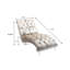 Chaise longue capitonnée en velours beige avec pieds en acrylique