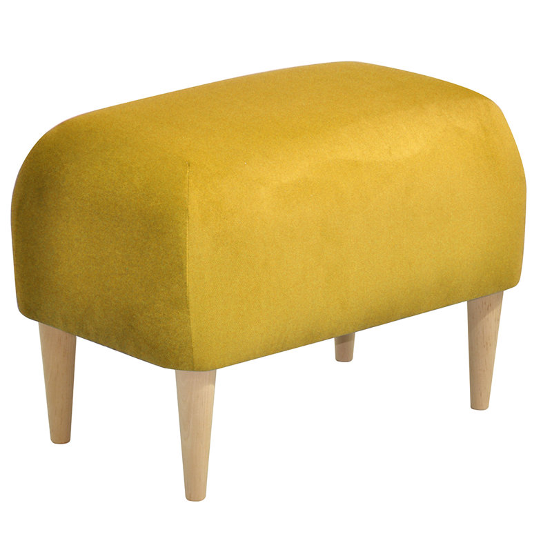 Jupi 60cm Wide Rectangle Solid Colour Footstool Ottoman, Yellow
