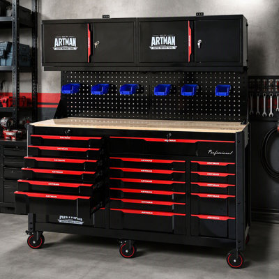 Automobile Repair Heavy-Duty Tool Cart With 7+12 Drawers (Without Tools), Mobile Storage Tool Cabinet For Workshop And Laboratory