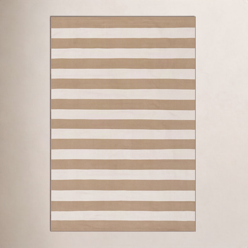 Banks Stripe Khaki Handwoven Indoor/Outdoor Rug, Rectangle 6'8" x 9'6"
