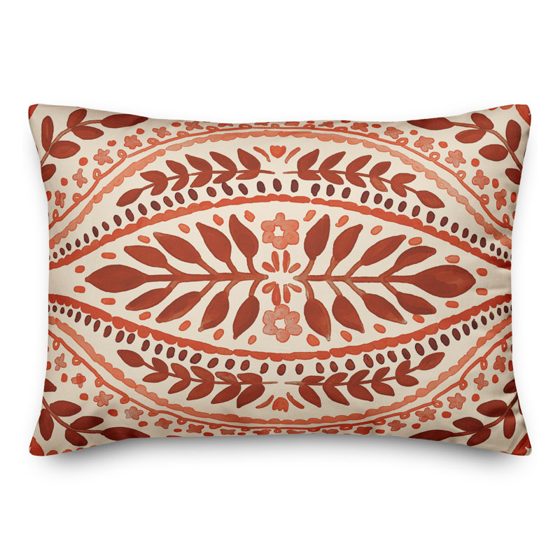 Housse et insert de coussin d'extérieur Juan, Orange, Floral 3