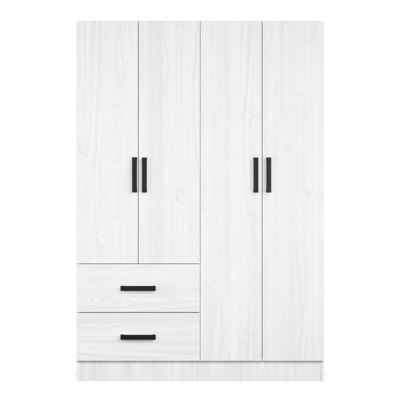 Armoire-penderie avec rangement à 2 tiroirs et tablettes Apollonios Solum , Blanc