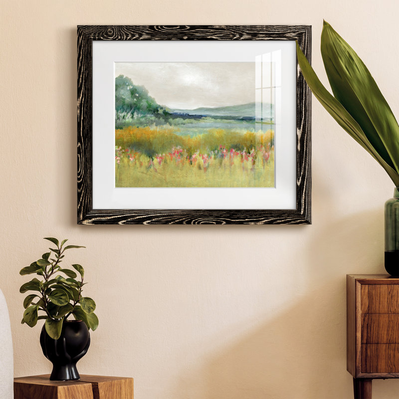 Printemps calme - peinture encadrée, Cadre noir, H 20 po x l 17 po x P 1,5 po