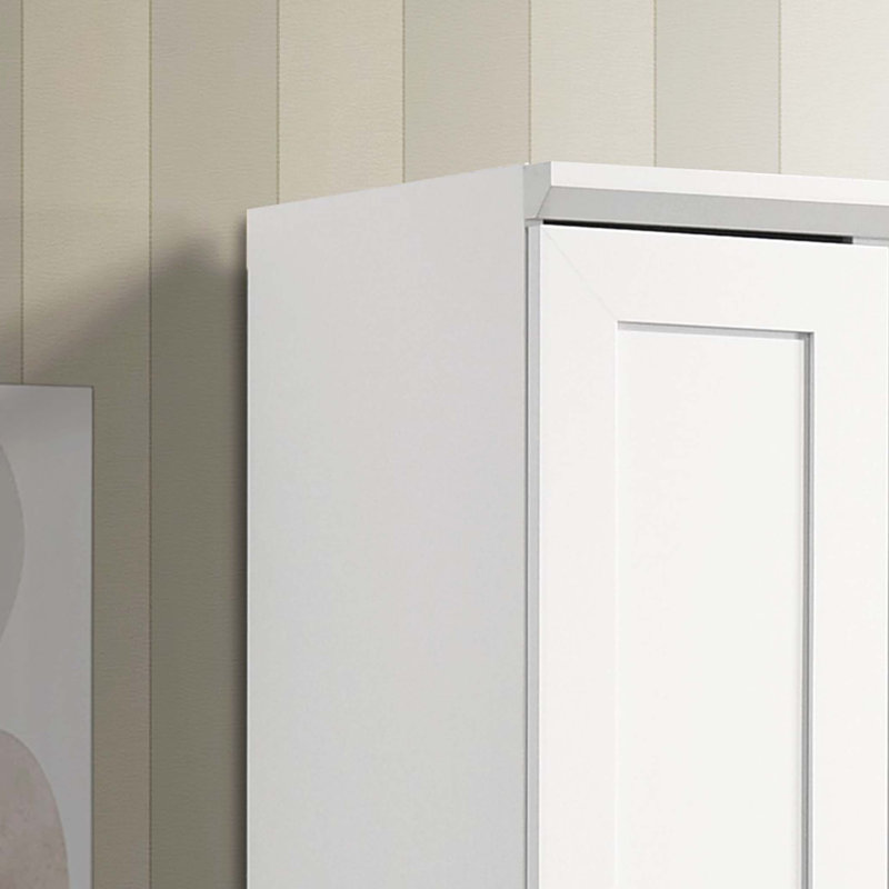 Armoire de rangement blanche 23 po avec panneau encadré pour chambre à coucher