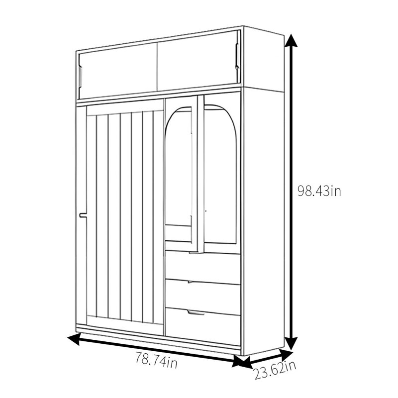 Penderie rétro, H 98,43 po x l 78,74 po x P 23,62 po
