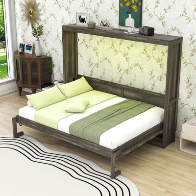 Wood Murphy Bed with LED Light