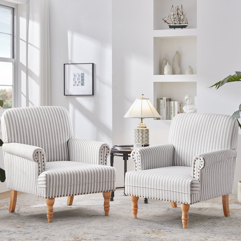Upholstered Armchair, Light Grey
