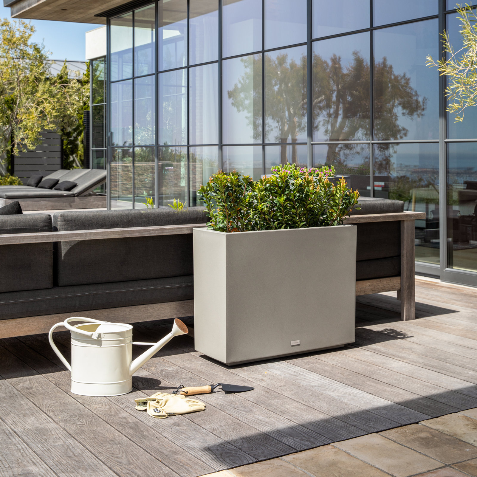 Block Series Planter Box, Gray, 24.25” H x 30” W x 12” D