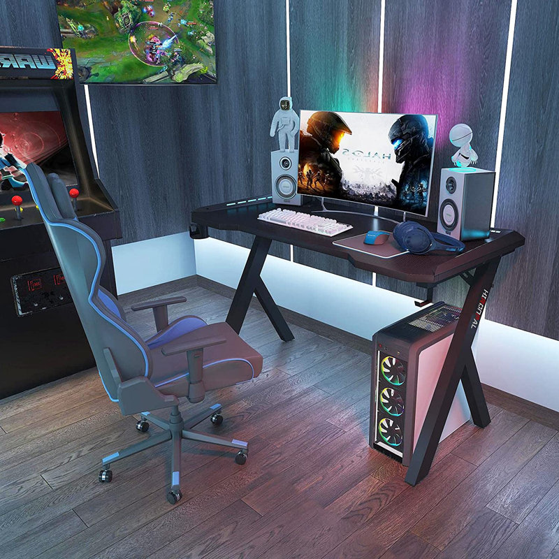Metal Base Writing Desk, Black