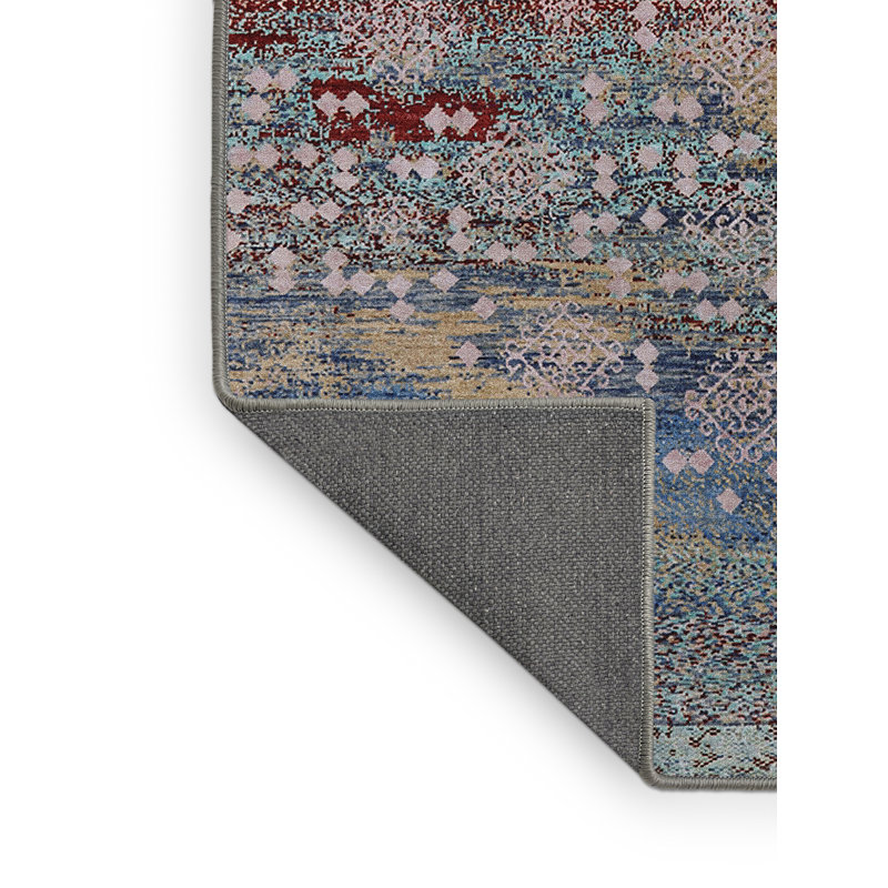 Tapis bleu / rouge Grenora, Tapis de couloir 2 pi x 5 pi