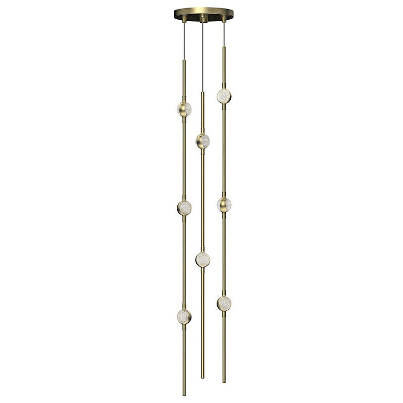 Constellation® 8 - Light LED Pendant, Satin Brass/Clear