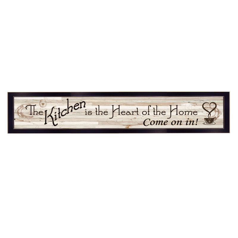 «Kitchen is the Heart of the Home» - Impression panoramique sur papier encadrée, H 8 po x l 33 po x P 1 po, Cadre noir