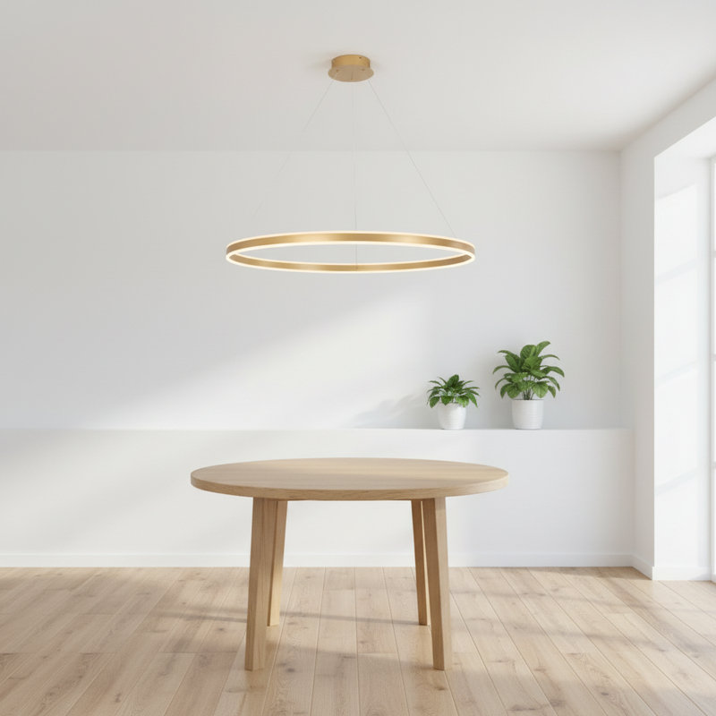 Luminaire suspendu à DEL Dilnoza, 59" H x 39.4" W x 39.4" D, Doré
