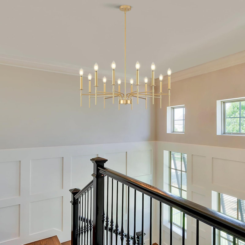 Modern Farmhouse Chandelier With 8-Light Candle Design, Adjustable Height, Dimmable Lighting For Dining Room, Living Room, Bedroom, Entryway