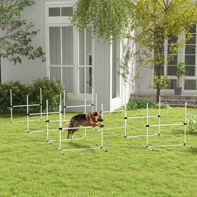 8 pièces pour chien, formation à l'agilité, hauteur réglable, sac de transport, barres blanches,