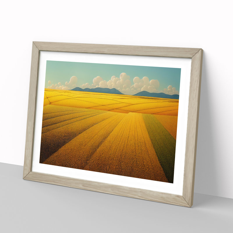 Dreamlike Wheat Field - Single Picture Frame Print, 34cm H x 46cm W, Oak