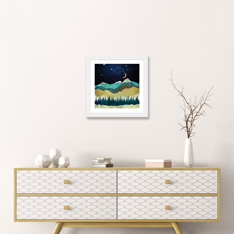 «Snow Night», reproduction sur toile, H 16 po x l 16 po x p 1 po, Encadré par un papier blanc