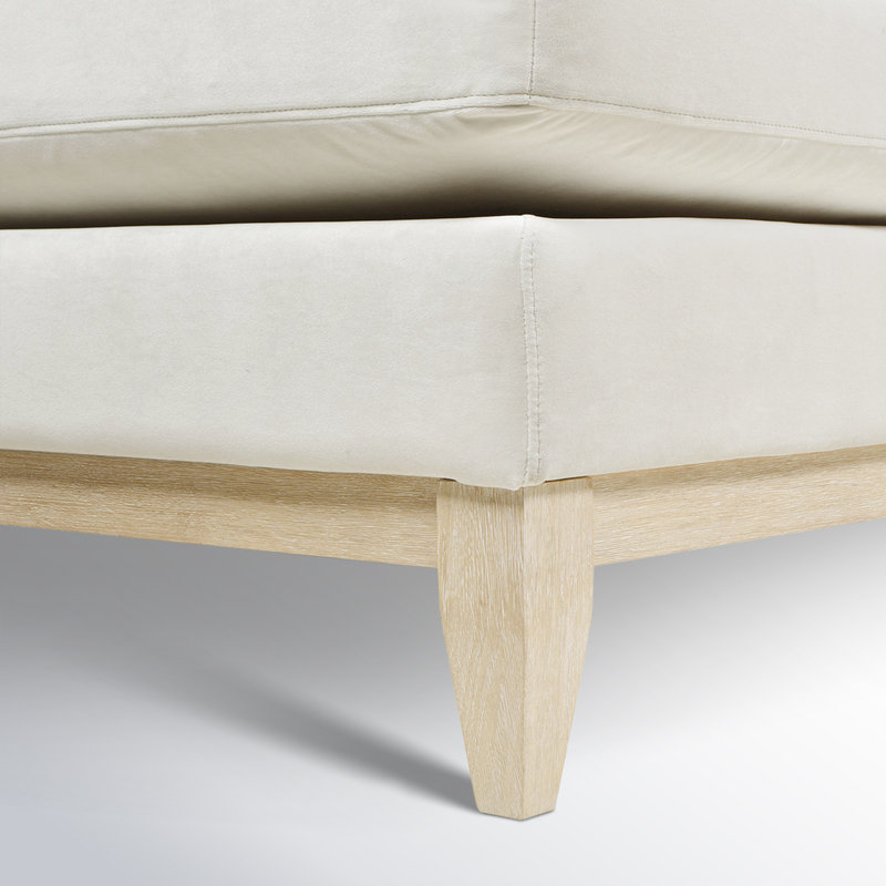 Canapé modulaire à méridienne rembourré 2 pièces Pera, Velours beige français