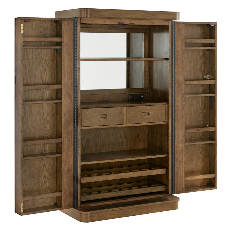 Timmerman Bar Wine Storage Cabinet With Keys And LED Lights, Brown