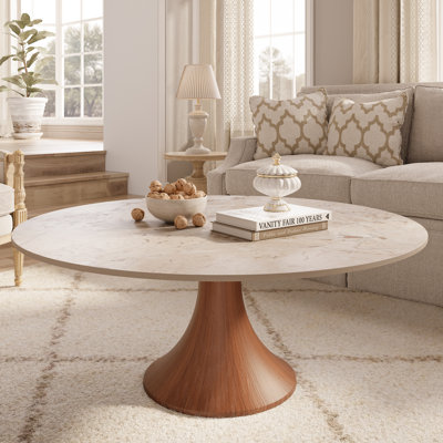 Table basse Mid-Century moderne en marbre effet pierre de marbre