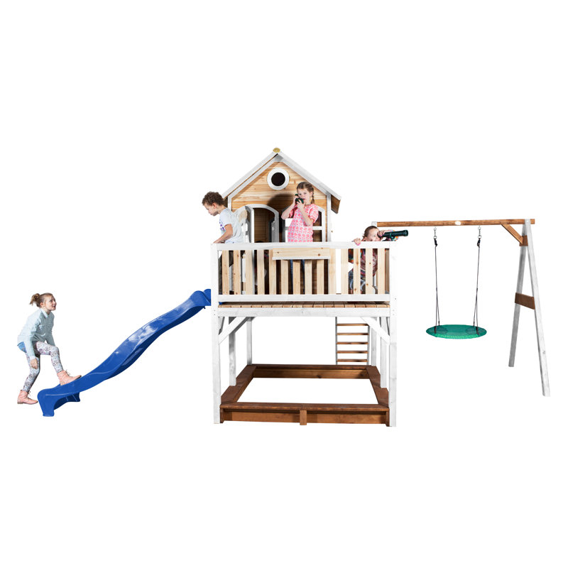Liam AXI Hemlock Swing Set with 1 Swing(s) , 1 Slide(s), Blue, Brown/White