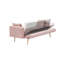 Lit en polaire rose de 182 cm (71,7 pouces) pour salon, 2 places, construction robuste avec cadre en bois massif, pieds en métal, deux coussins inclus, fonction assise et table basse, design moderne, jeté de canapé inclus