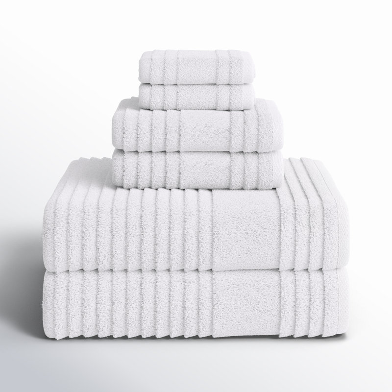 Depew 6 Piece Turkish Cotton Towel Set, White