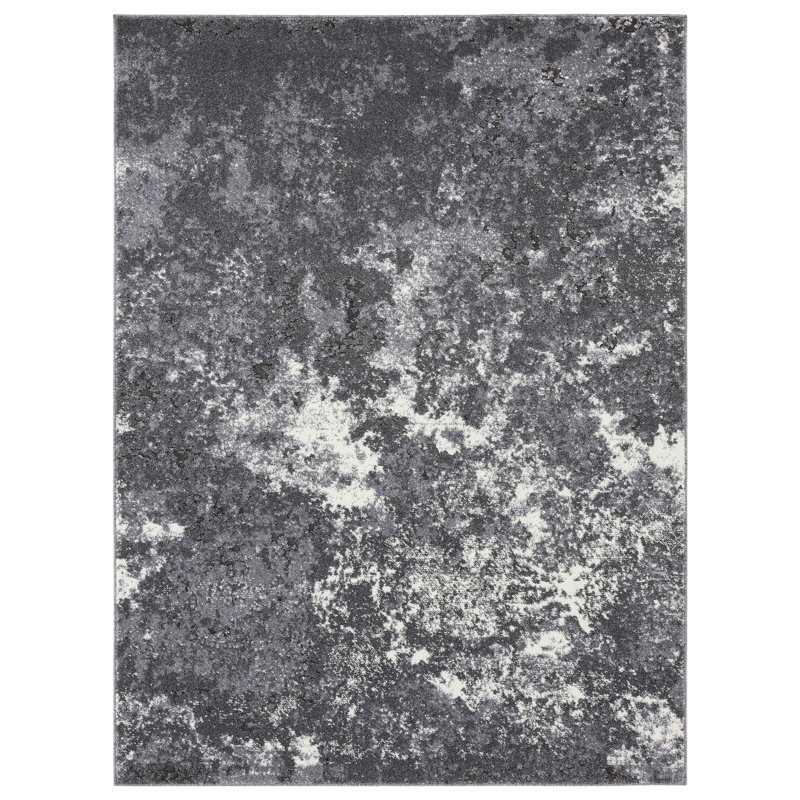Ellenburg Abstract Dark Gray Area Rug, Rectangle 8' x 10'