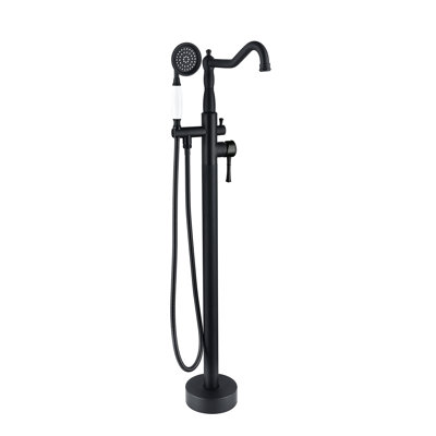 Freestanding Bathtub Faucet With Hand Shower, Design Matte Black Portable Shower Head