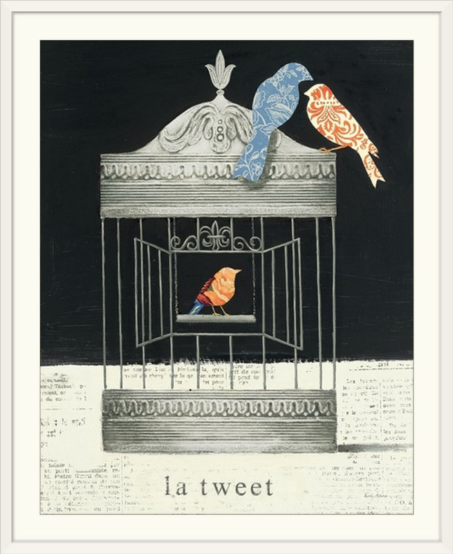 « la tweet », impression, H 32 po x l 27 po x P 1 po, Cadre blanc