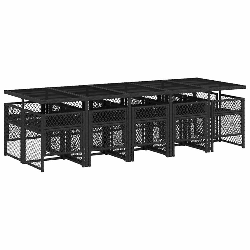 Patio Dining Set Table,, Black, 73cm H x 275cm W x 106cm D, Black