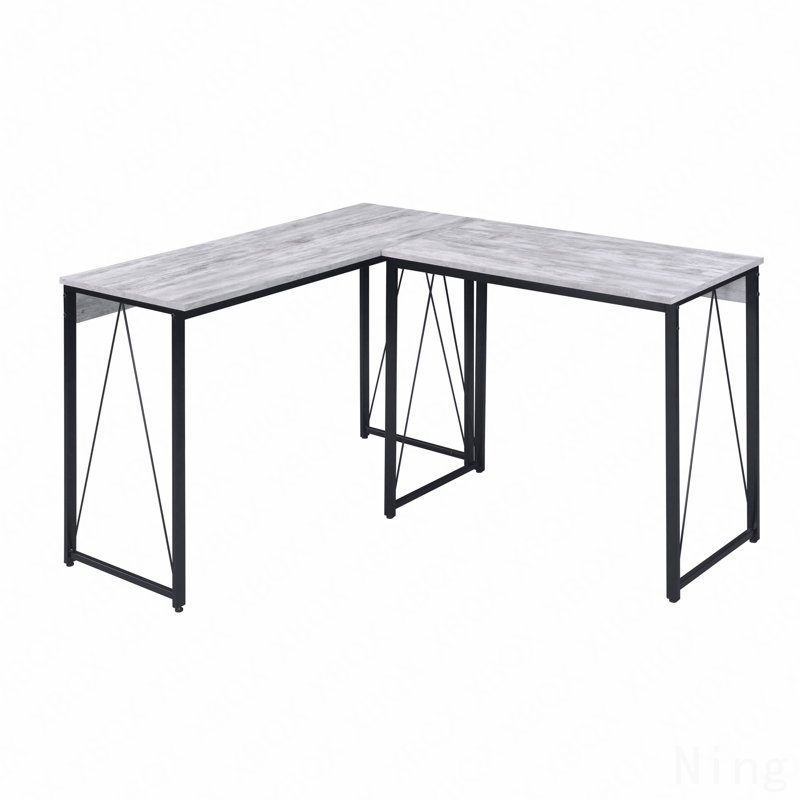 Bureau d'écriture 35,5 ", blanc antique et noir avec base en métal