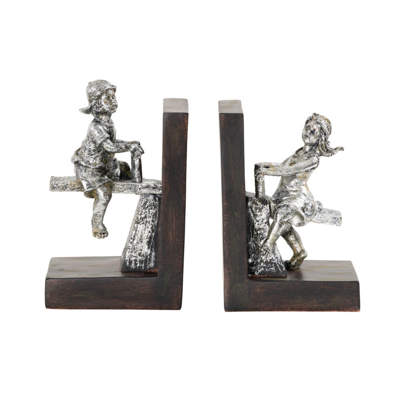 Serre-livres avec balançoire Polystone People, Bronze / étain argent