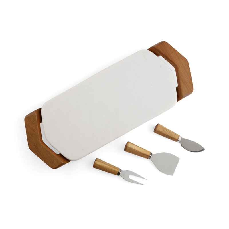Nambe Chevron Cheese Tray W/ Knives